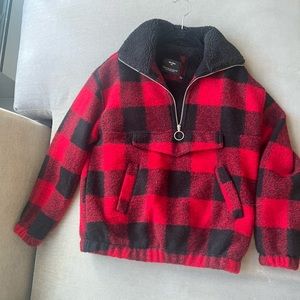 Bershka Checkered Sweater Jacket